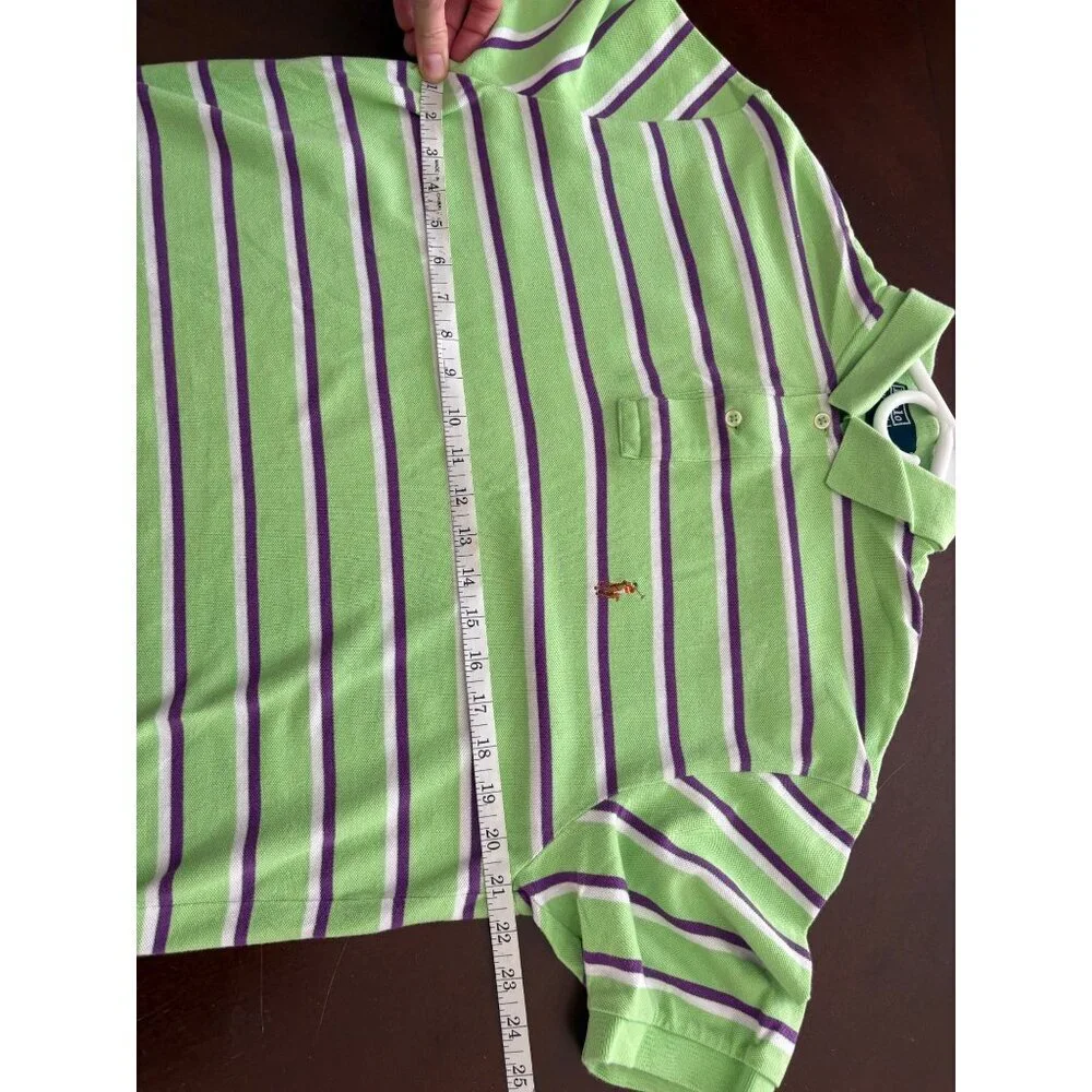 Polo by Ralph Lauren Like New Striped Polo Shirt Green Purple Cotton Size Large